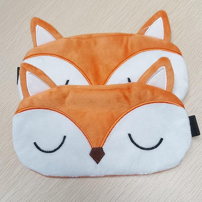 Cute Animal Sleeping Mask Soft Plush Blindfold Cute Rabbit Panda Koala Eye Cover Eyeshade for Kids Teens Girls Women (Orange Fox)