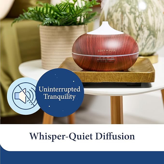 Cosy House Collection 300ml Ultrasonic Essential Oil Diffuser – Adjustable Mist, 16hr Run Time & Auto Shut-Off with BPA-Free & Easy Cleaning