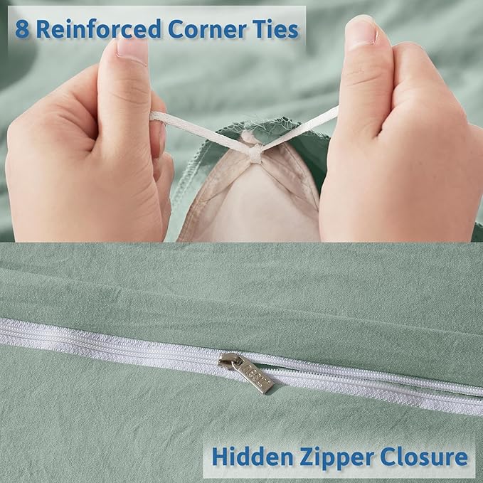 Nestl Sage Green Duvet Cover King Size - Soft Double Brushed King Duvet Cover Set, 3 Piece, with Zipper Closure, 1 Duvet Cover 104x90 inches and 2 Pillow Shams