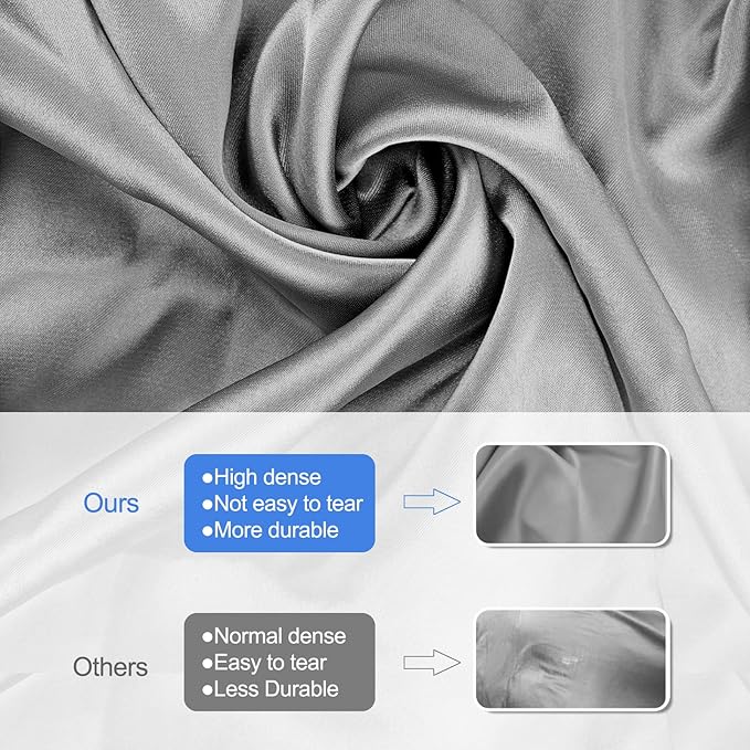 Satin Pillowcase for Contour Memory Foam Pillows, 20" x 12.6" x 4.1"/3.2" Cervical Pillow Case, Soft Covers with Envelop Closure (Grey)