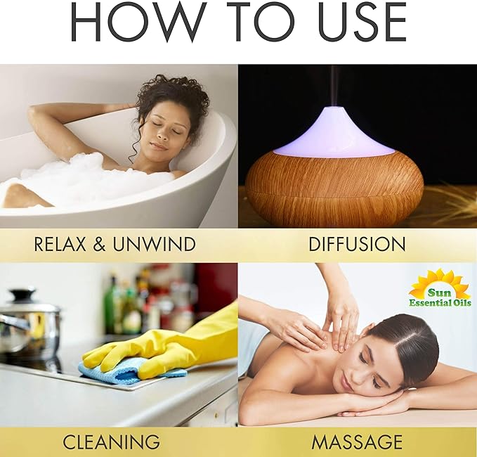 Sun Essential Oils - 8 oz Rosemary Essential Oil for Hair Growth, Skin, Scalp - Drops for Diffuser, Humidifier & Aromatherapy Massage - DIY Candle, Lotion & Shampoo Making - Help Sleep