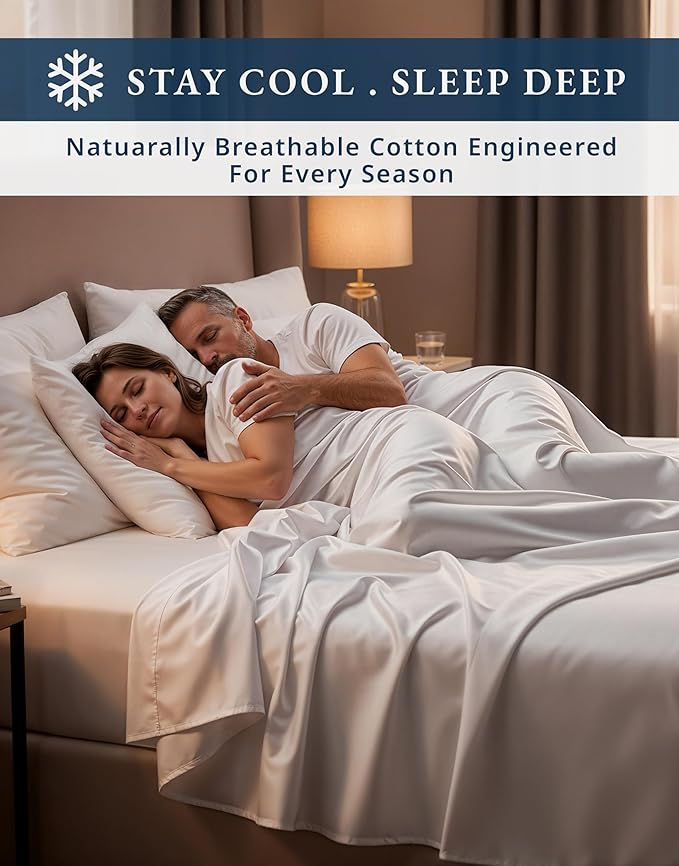 LANE LINEN 100% Egyptian Cotton Full Size Bed Sheets, Soft & Comfy Luxury Hotel Style Thick Full Size Sheets, Fully Elasticized Reinforsed Seams No Pill Natural Cooling - White Sheets