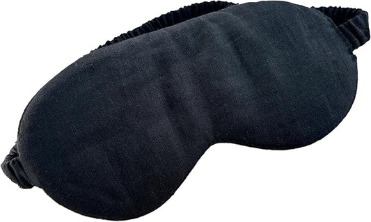 100% Blocking Light Eye Mask Pure Linen Sleep Mask with Elastic Band,Soft Zero Pressure Black Eyes Cover,Side Sleeper Eye Cover Cooling Puffiness Dry Eyes
