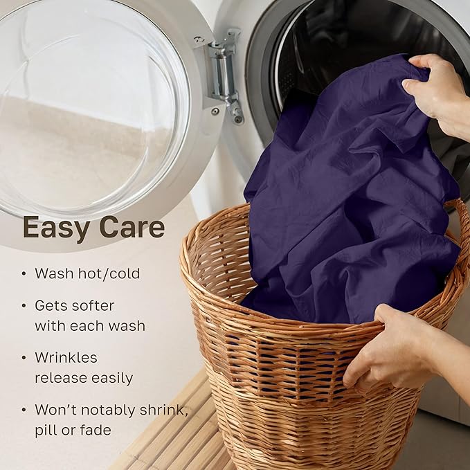 California Design Den Soft Full Size Cotton Sheet Sets, 400 TC Good Housekeeping Award Winner, Silky Smooth Sateen Weave with Deep Pockets, Breathable and Durable Full Bedding Set - Purple