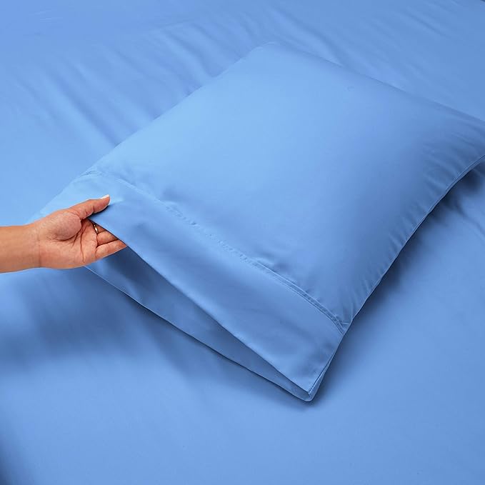 Nestl Full Size Sheet Set, 4 Piece Extra Deep Pocket (18-24 inches), Microfiber, Hotel Luxury, Soft, Breathable, Wrinkle-Free, Easy to Care, Calm Blue