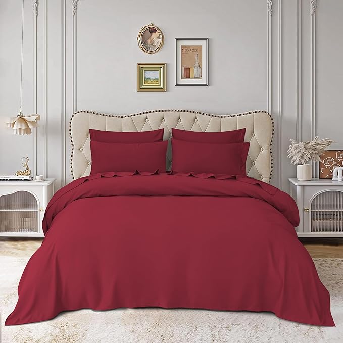 Mocassi Pillowcases 1800 Premium Hotel Quality - Easy Care, Smooth Weave, Wrinkle and Stain Resistant, Easy Slip-On, 2-Piece Set, Standard/Queen Pillowcase, Burgundy