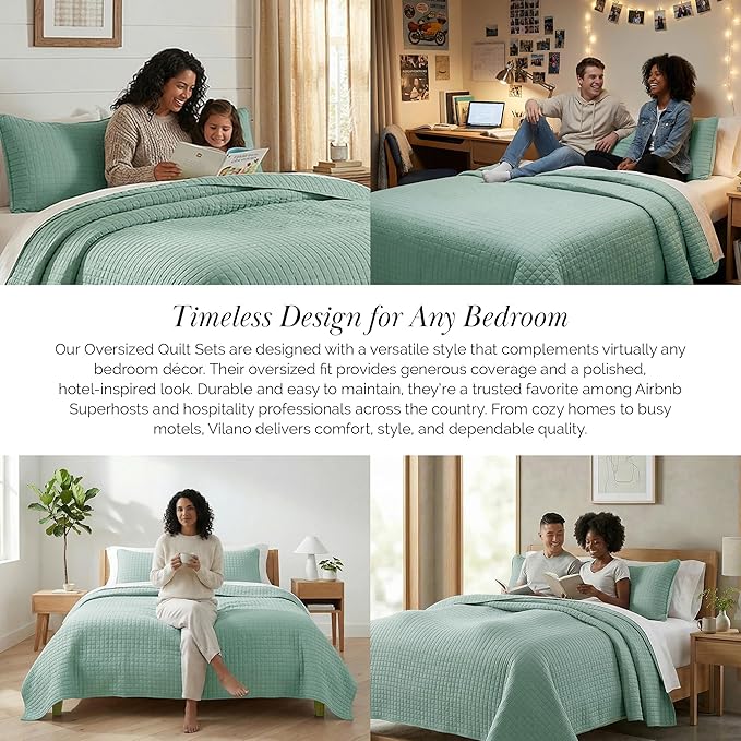 Southshore Fine Living, Inc. Twin Quilt Coverlet Bedding Set, Soft Brushed Microfiber Bedspread, Stain and Pet Hair Resistant Bedding, XL/Twin Blue Quilt Comforter Set with 1 Pillow Sham, Steel Blue