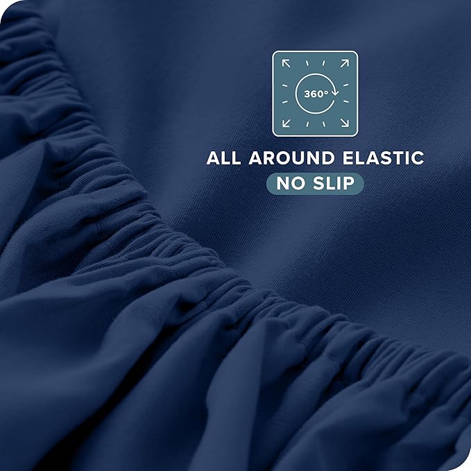 Bare Home Split California King Sheet Set - 1800 Ultra-Soft Microfiber Bed Sheets - Double Brushed - Deep Pockets - Easy Fit - 5 Piece Set - Bed Sheets (Split Cal King, Dark Blue)