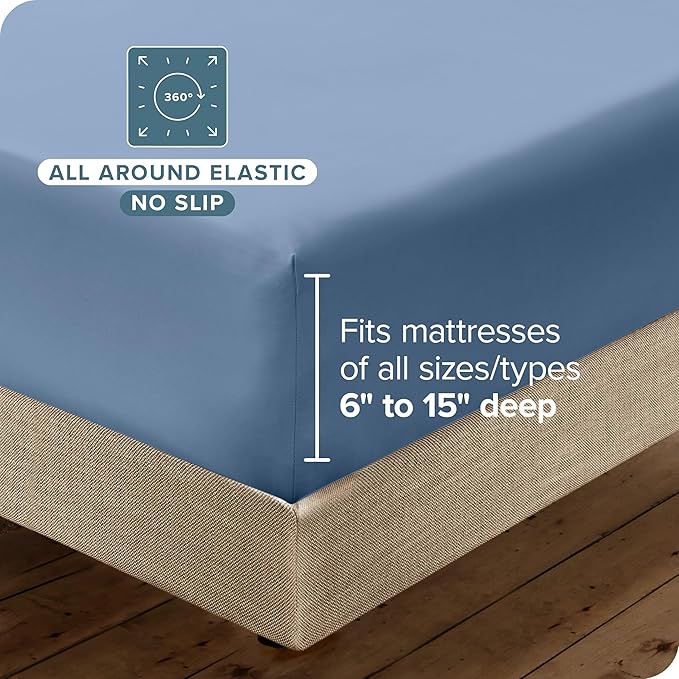 Bare Home Hotel Luxury Full Sheet Set, Extra Soft - 6 Piece Set - Deep Pockets - Easy Fit - Cooling & Breathable - Wrinkle, Fade, Stain Resistant - Includes 4 Pillowcases (Full, Coronet Blue)