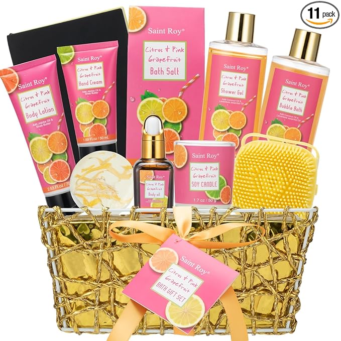 Mothers Day Gifts Basket for Mom, 11 Pcs Spa Gift Basket, Bath and Body Gift Skin Care Set, Bath and Body Kit, Relaxation Gift, Christmas, Birthday, Valentines Spa Kit for Women Self Care Kit