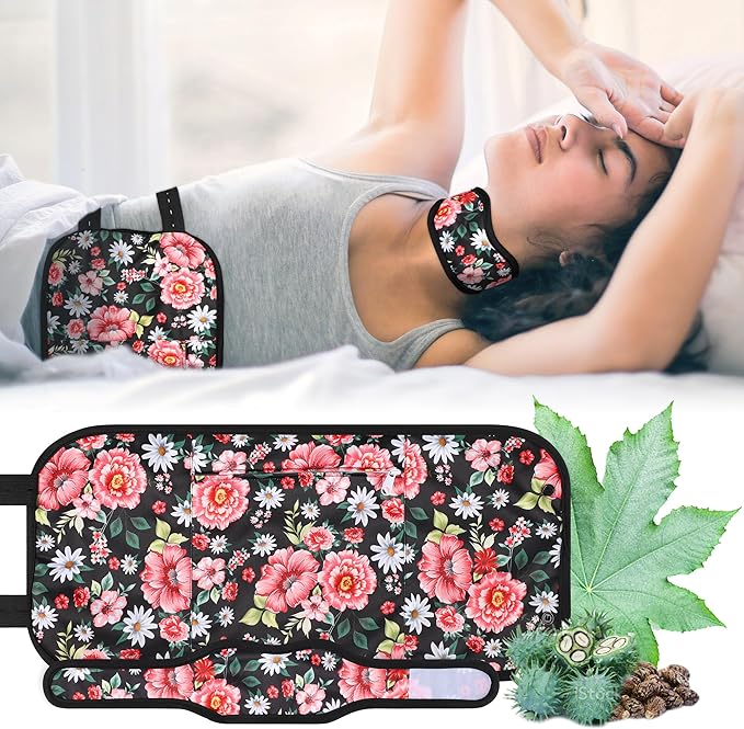 2 Pack Castor Oil Pack Wrap(Oil are Not Include), Flowers