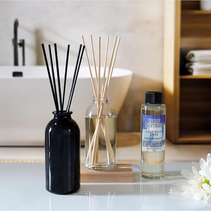 Urban Naturals Reed Diffuser Oil Refill Black Dice with Lemon, Lavender, Crisp Woods, Moss 8 oz + Free Reed Sticks, Made in the USA