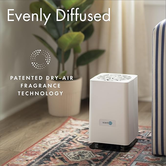 ScentAir Whisper Essential | White Diffuser Machine, Scents up to 800 Sq. Ft Room, Compatible with Alexa & Google, WiFi & Bluetooth Enabled - ScentAir Cartridge White Tea & Fig