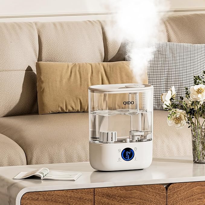 GTPLAYER Smart Humidifiers for Bedroom, 5L Top Fill Supersized Humidifier Essential Oil Diffuser for Baby & Plants, 3 adjustable Mist with 28dB Quiet, Touch/APP/7-color Nightlight, 36H Runtime, White