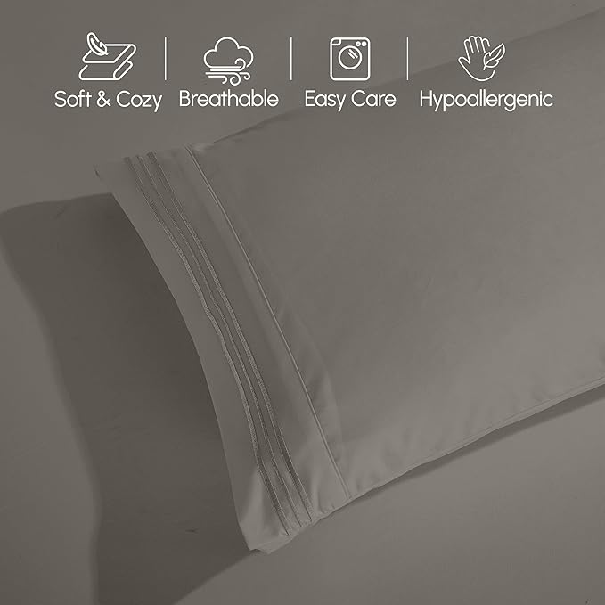 Elegant Comfort Luxurious 1500 Premium Hotel Quality Microfiber 4-Piece Sheet Set, 18-24 Inches Deep - Extra Deep Pocket Sheets - Ultra Soft 4PC Deep Pocket Sheets, Full, Gray