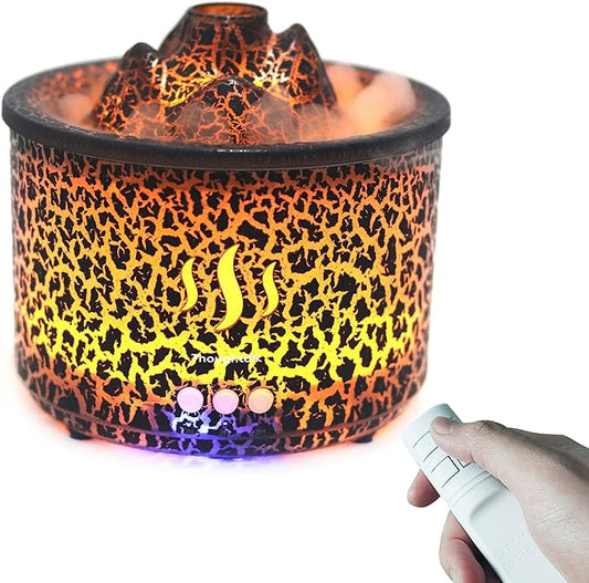 3in1 260ml Night Light, Essential Oil Diffuser for Bedroom, Office, Gym, Hotel Collection Diffuser, 3 Light Modes, 2/8H, Atomization Flame & Black Volcano Modes Oil Diffuser for Home
