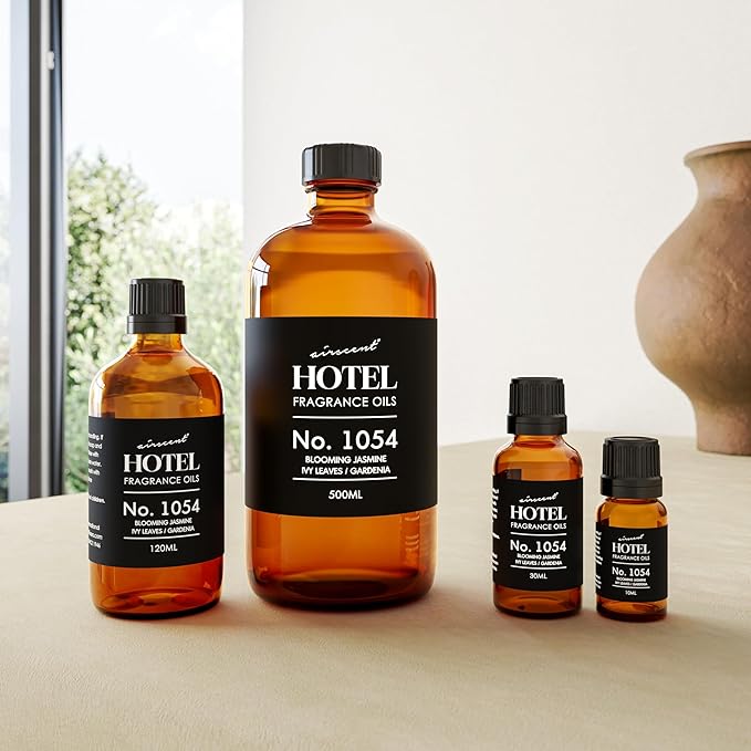 AirScent Essence of Jasmine Hotel Diffuser Oil No. 1054 - Jasmine Ivy Leaves Gardenia - Premium Fragrance Oil for Ultrasonic and Waterless Diffusers and Crafting - 30 mL, 1 fl oz Glass Bottle