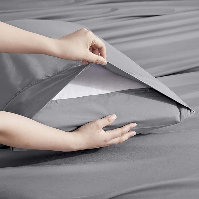 Nestl Extra Deep Twin XL Sheet Set - 4 Piece Breathable & Cooling Sheets - Hotel Luxury Bedding Set w/18-24 Inch Deep Pockets - Easy & Secure Fit - Super Soft, Wrinkle Free & Comfy - Grey