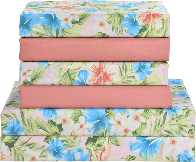 Elegant Comfort Softest and Coziest 6-Piece Sheet Set - 1500 Premium Hotel Quality Microfiber - Deep Pocket, Wrinkle Resistant 6-Piece Floral Magnolia Pattern Bed Sheet Set, King, Magnolia