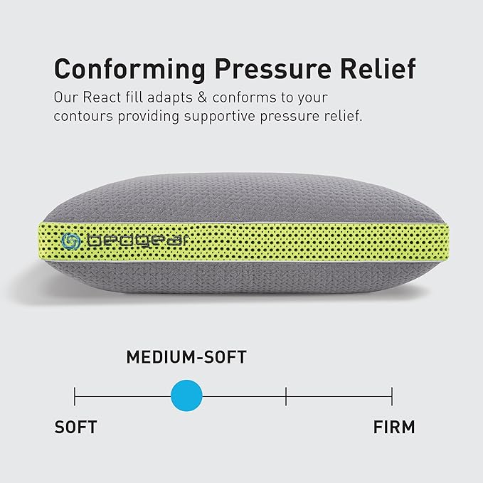 Bedgear Multi-Position Performance Pillow – Medium Hypoallergenic Pillow with React Blend Fill for Back, Stomach, and Side Sleepers – Temperature-Regulating with Airflow Technology