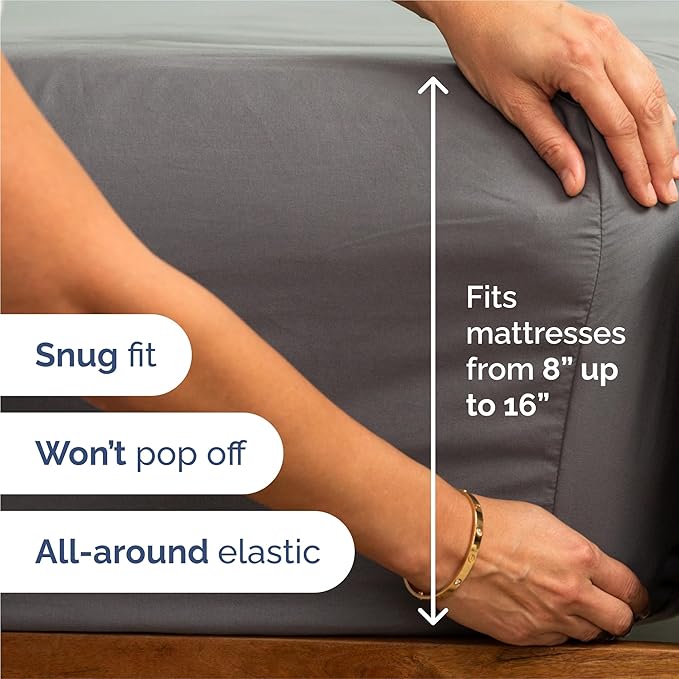 Split King 7 Piece Sheet Set - Comfy, Breathable & Cooling - Soft Hotel Luxury Bedding for Women, Men, Kids, Teens and Children - 1 Flat & 2 Fitted Sheets & 4 Pillowcases with Deep Pockets - Dark Grey