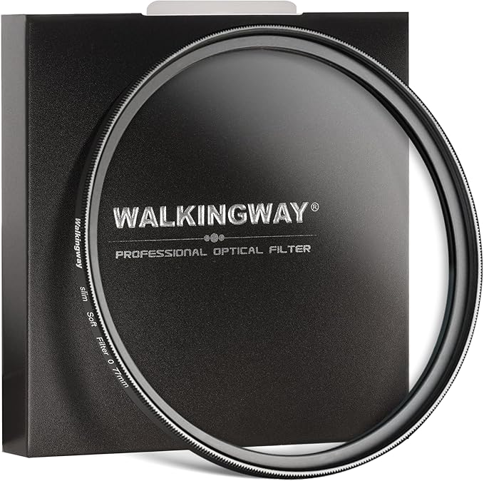 Walking Way 77MM Soft Focus Filter White Pro Mist Diffusion Filter Ultra Light Dreamy Fog Effect Circular Lens Filter Softening Diffuser for Video/Vlog/Portrait Photography