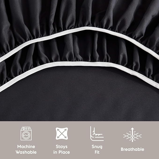 Nestl Extra Deep Queen Sheet Set - 6 Piece Breathable & Cooling Sheets - Hotel Luxury Bedding Set w/18-24 Inch Deep Pockets - Easy & Secure Fit - Super Soft, Wrinkle Free & Comfy - Black
