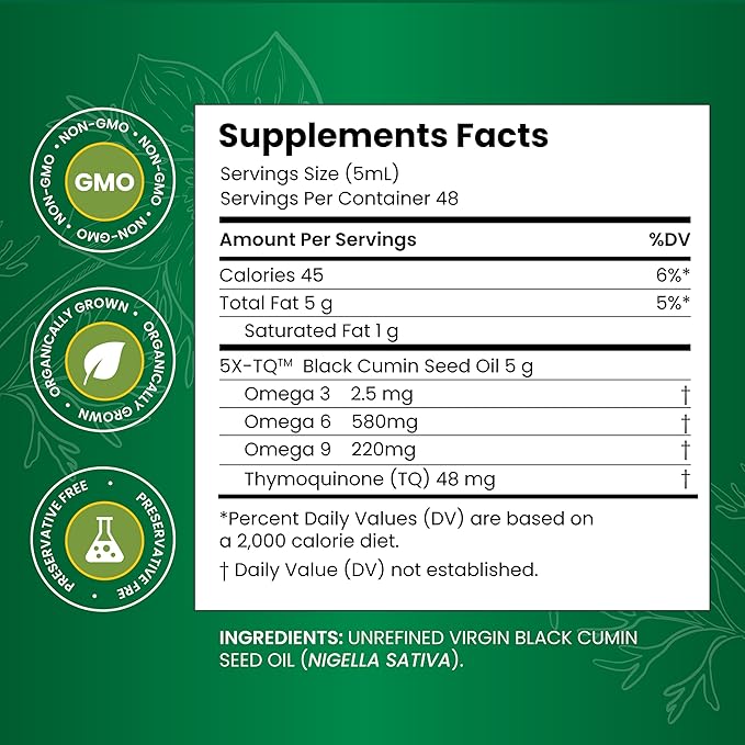 Amazing Herbs Premium Liquid Black Seed Oil - Cold Pressed with Nigella & Sativa, Aids in Digestive Health, Omegas 3 6 & 9, Immune Support, Brain Function, Non GMO, for Men and Women - 8 Fl Oz