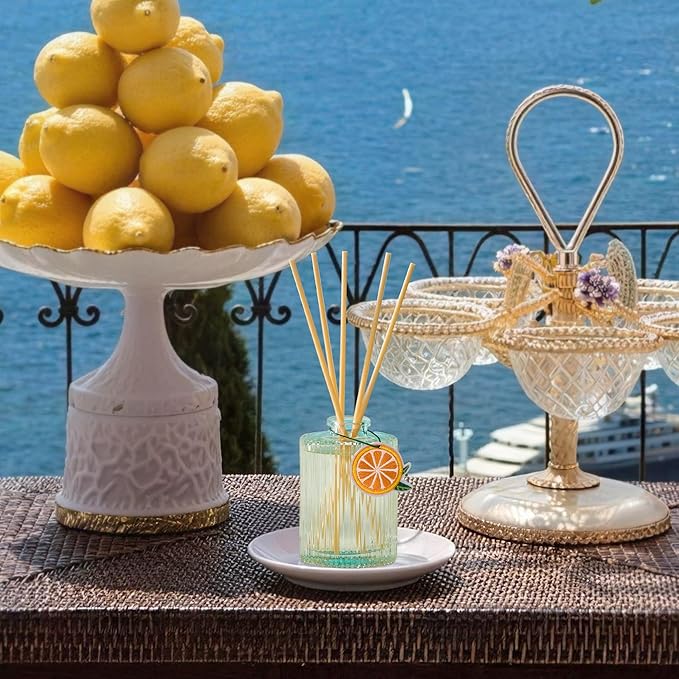 COCORRÍNA Reed Diffuser Set, 6.09 fl oz Sage&Citrus Oil Diffuser with 8 Reed Sticks & Fruit Charm, Long-Lasting Home Fragrance for Bathroom Bedroom Office