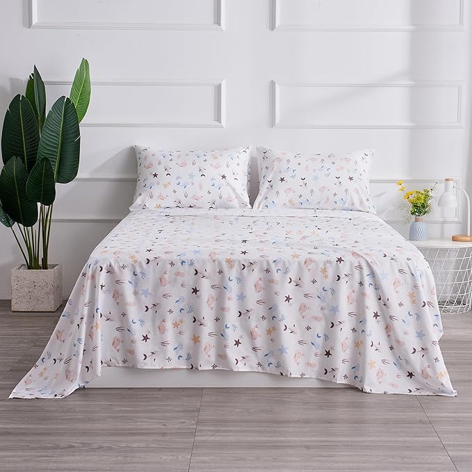 Sea Animal Twin Sheets Fish Whale Underwater World Cute Cozy Fun Twin Bed Sheet Set for Kids Girls Boys Children - Kids Bed Sheet Collection - Deep Pocket, Wrinkle Free and Soft Bedding - 3PC