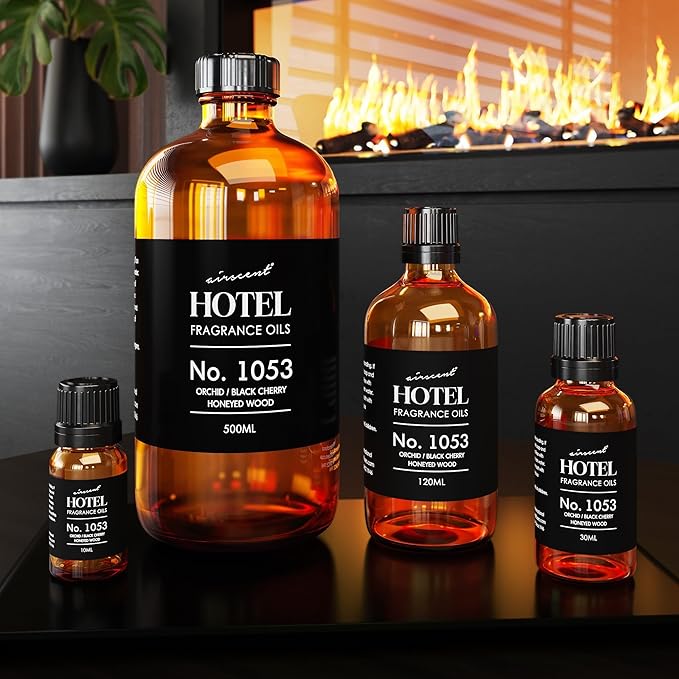 AirScent Black Orchid Hotel Diffuser Oil No. 1053 - Orchid, Black Cherry, Honeyed Wood - Premium Fragrance Oil for Ultrasonic and Waterless Diffusers and Crafting - 10 mL, 0.34 fl oz Glass Bottle