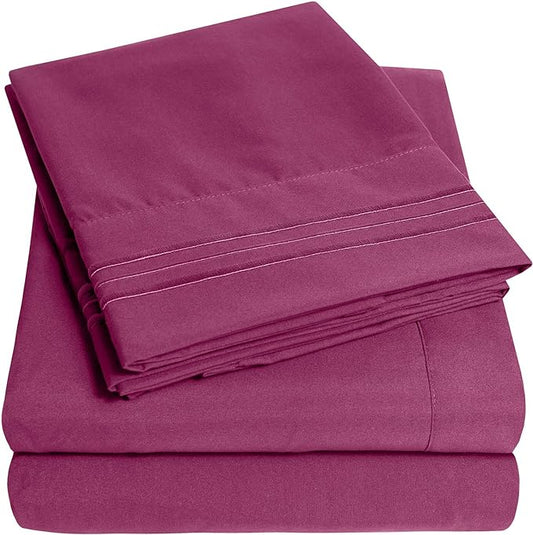 1500 Supreme Collection King Sheet Sets Berry Purple - Luxury Hotel Bed Sheets and Pillowcase Set for King Mattress - Extra Soft, Elastic Corner Straps, Deep Pocket Sheets, King Berry Purple