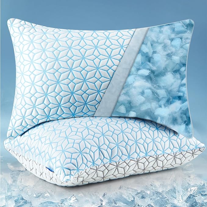 WOLKI King Size Pillows Set of 2 Shredded Memory Foam Pillows 2 Pack, Adjustable Firm Pillow for Side Sleepers, Back, Stomach, Hot Sleepers (20x36)
