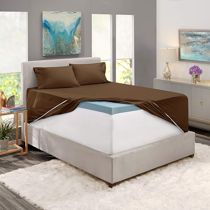 Nestl Twin Size Sheet Set, 4 Piece Extra Deep Pocket (18-24 inches), Microfiber, Hotel Luxury, Soft, Breathable, Wrinkle-Free, Easy to Care, Chocolate Brown