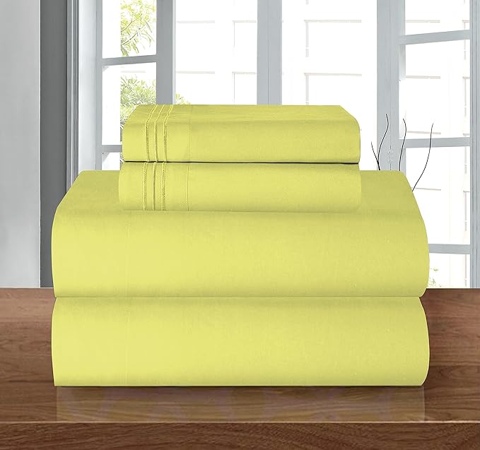 Elegant Comfort Luxury 1500 Premium Hotel Quality Microfiber 4-Piece Sheet Set - Wrinkle Resistant, All Around Elastic Fitted Sheet, Deep Pocket up to 16", Twin/Twin XL, Pistachio Green