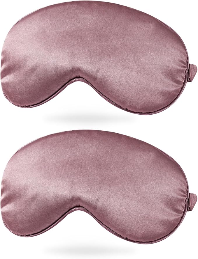 PATIKIL Silk Sleep Mask, 2 Pack Soft Satin Eye Protective Mask Blackout Eye Cover with Elastic Straps for Side Sleeping Women Men Travel, Khaki