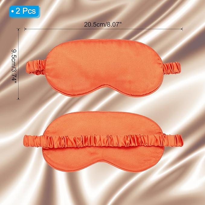 PATIKIL Silk Sleep Mask, 2 Pack Soft Satin Eye Protective Mask Blackout Eye Cover with Elastic Straps for Side Sleeping Women Men Travel, Orange