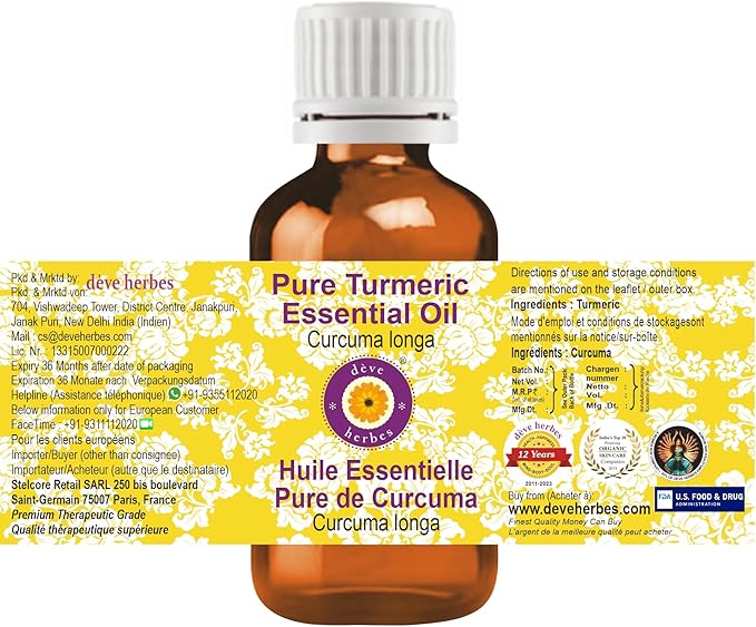 Pure Turmeric Essential Oil (Curcuma Longa) Steam Distilled 2ml (0.06oz)