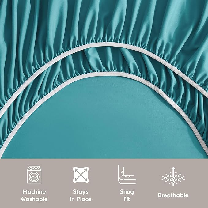 Nestl Extra Deep Queen Sheet Set - 6 Piece Breathable & Cooling Sheets - Hotel Luxury Bedding Set w/18-24 Inch Deep Pockets - Easy & Secure Fit - Super Soft, Wrinkle Free & Comfy - Teal