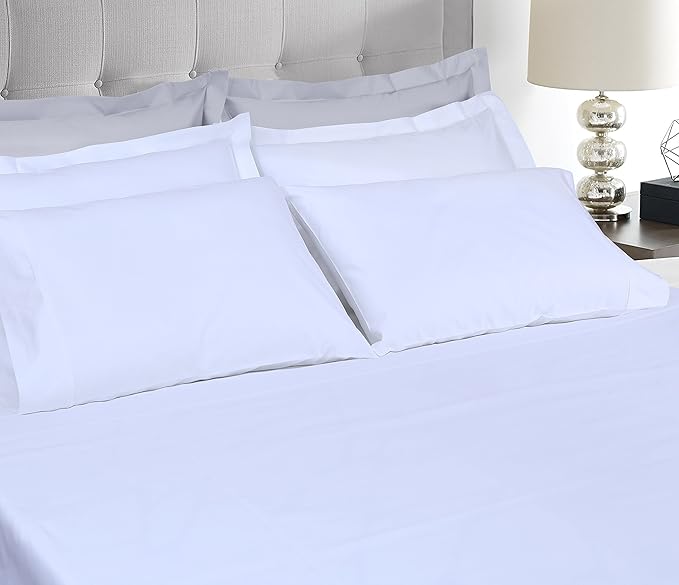 Threadmill Pillow Cases Standard Size | 800 Thread Count Sateen Weave | 100% Cotton 2 Piece Solid Pillow Covers | Extra Long Staple Cotton | Luxurious Hotel White Pillow Protectors