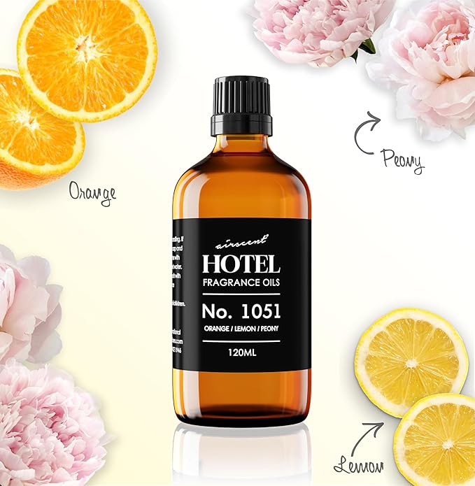 AirScent Citrus Zest Hotel Diffuser Oil No. 1051 - Orange Lemon Peony - Premium Fragrance Oil for Ultrasonic and Waterless Diffusers and Crafting - 30 mL, 1 fl oz Glass Dropper Bottle