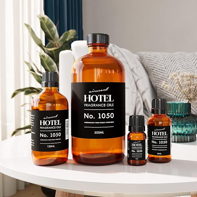 AirScent Warm Vanilla Hotel Diffuser Oil No. 1050 - Marshmallow Vanilla Tonka Bean - Premium Fragrance Oil for Ultrasonic and Waterless Diffusers and Crafting - 120 mL, 4 fl oz Dropper Bottle