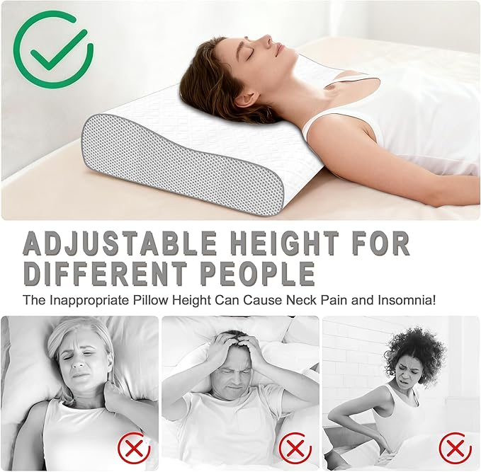 Memory Foam Pillow, Cervical Pillow for Neck Pain Relief, Ergonomic Adjustable Contour Bed Pillow for Side, Back & Stomach Sleepers (2, 23.5 * 15.6 ihch)
