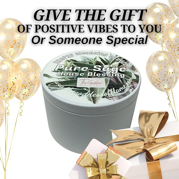 White Sage Candle | Energy Cleansing | Cleansing House Negative Energy Smudge Kit | Soy Wax Natural Clean Organic Non Toxic - Aromatherapy Spiritual Meditation Gifts | Long Lasting (Large 14oz)