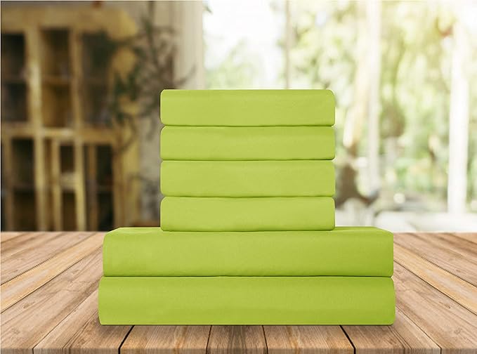Elegant Comfort Luxury Soft Bed Sheets 1500 Premium Hotel Quality Microfiber Softness Wrinkle and Fade Resistant (6-Piece) Bedding Set, King, Neon Green
