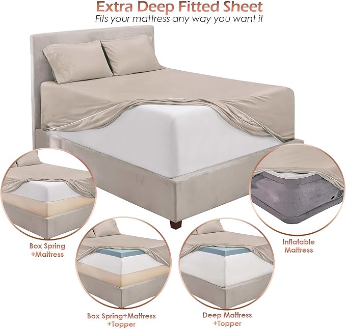 Nestl Twin XL Size Sheet Set, 4 Piece Extra Deep Pocket (18-24 inches), Microfiber, Hotel Luxury, Soft, Breathable, Wrinkle-Free, Easy to Care, Linen