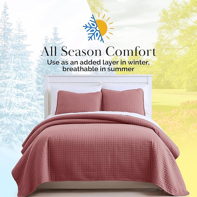 Southshore Fine Living, Inc. Queen/Full Size Quilt Bedding Set with 2 Pillow Shams, Soft Comfy Queen Coverlet/Full Size Bedspread, Machine Washable, Easy Care, Oversized for Total Coverage, Marsala