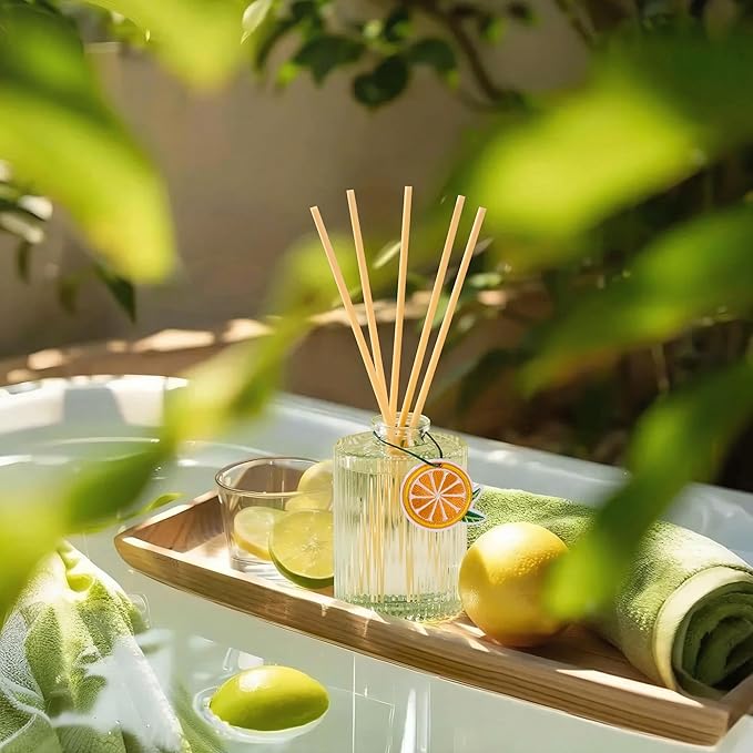 COCORRÍNA Reed Diffuser Set, 6.09 fl oz Sage&Citrus Oil Diffuser with 8 Reed Sticks & Fruit Charm, Long-Lasting Home Fragrance for Bathroom Bedroom Office