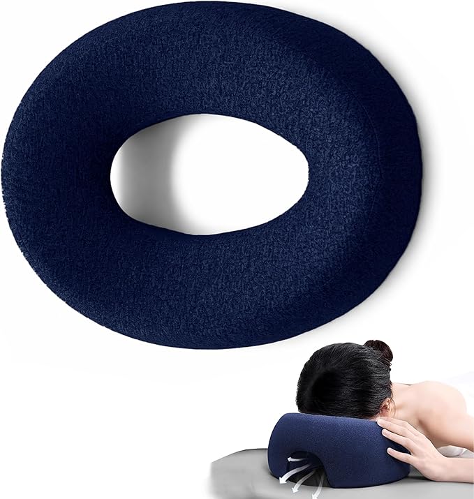 Round Face Down Pillow for Massage, Lash Extensions & Facials – Breathable Prone Support Cushion with Face Hole, Soft Neck & Head Comfort Pillow for Spa, Salon, Tattoo, Stomach Sleeping & Home Use