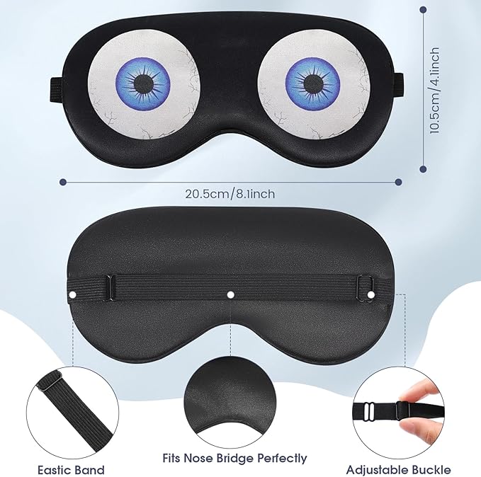 2 Pcs Sleep Mask for Kids Boys, Silk Eye Covers for Sleeping, Adjustable Strap & Light Blocking Design, Adult Children's Bedtime Blindfold for Travel and Home Use (Funny Eye)